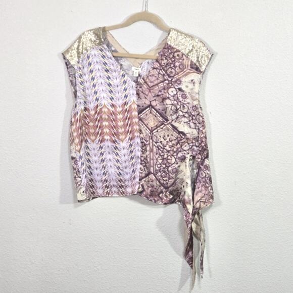 Tiny by Anthropologie Women’s Blouse Wearable Art Boho Mixed Media Size Medium - Picture 2 of 9
